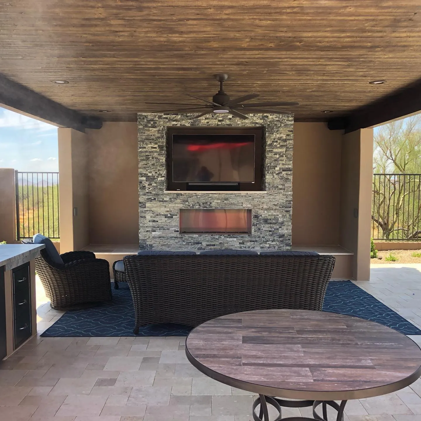 Pool Builder Scottsdaleoutdoor Fireplace Living, Scottsdale, AZ — Sonoran Waters
